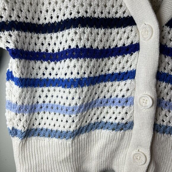 Gap Kids Girls Cardigan Button Up Sweater, White W Blue Stripes, Size S (6-7) - Picture 3 of 7